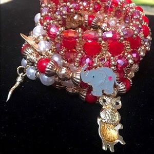 Red charms bracelet set
